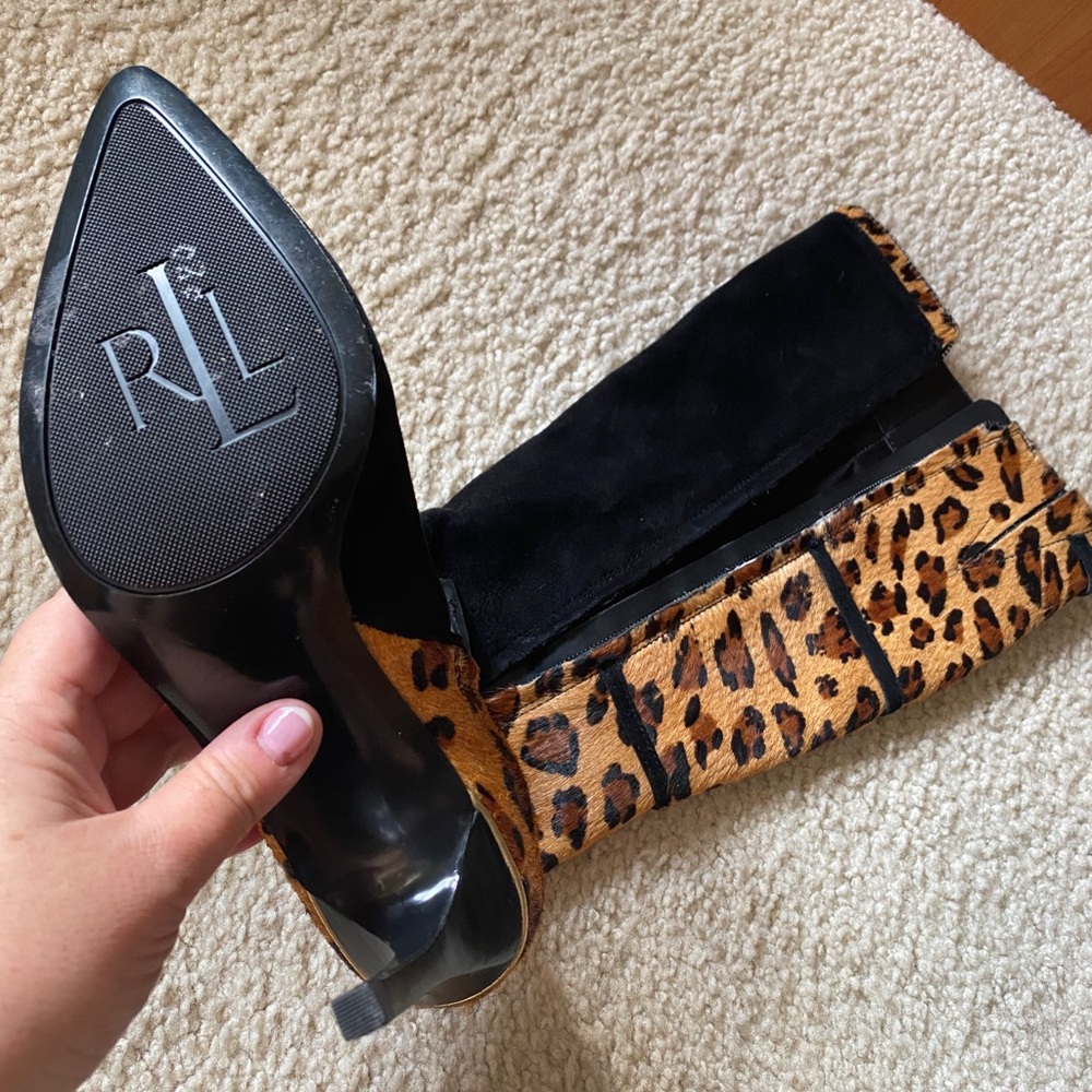 Ralph Lauren Vallerie leopard faux fur boats